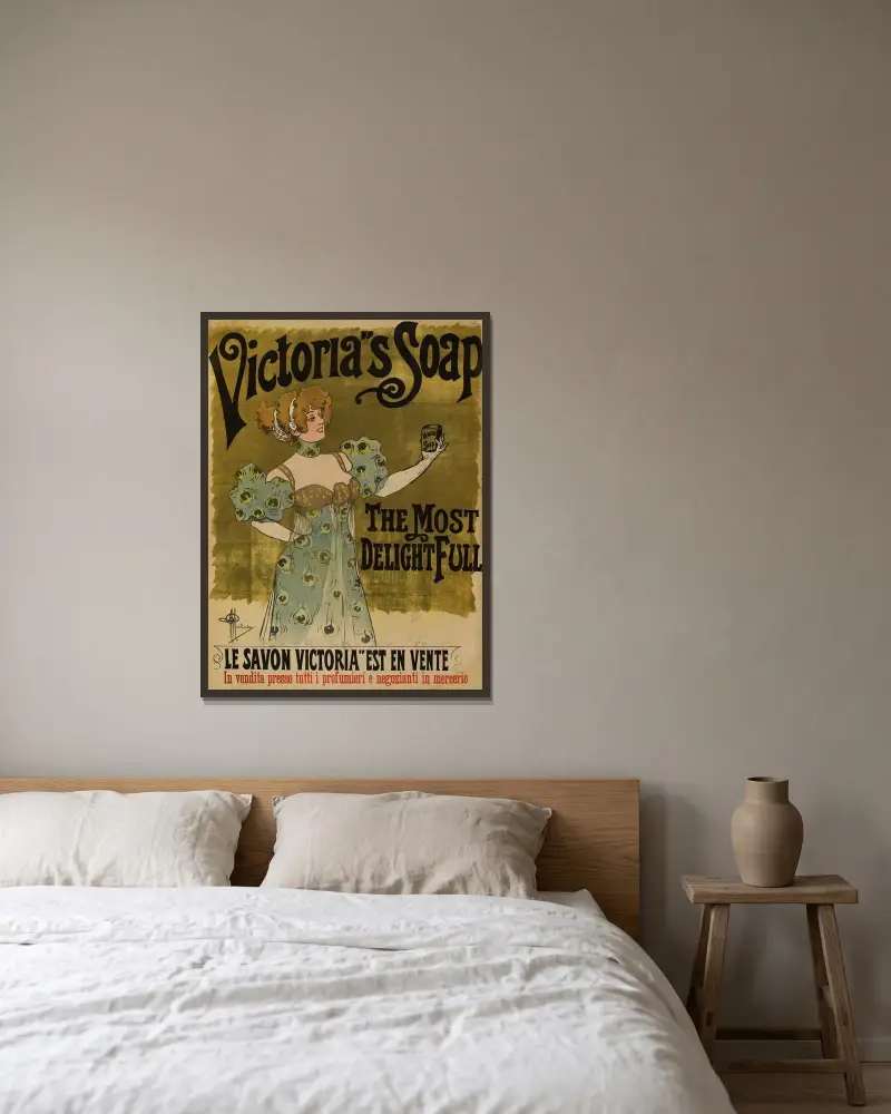 Victoria’s soap av Albert Guillaume inramad på en vägg
