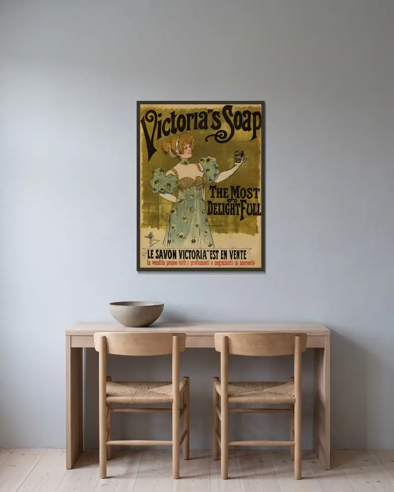 Victoria’s soap av Albert Guillaume inramad på en vägg