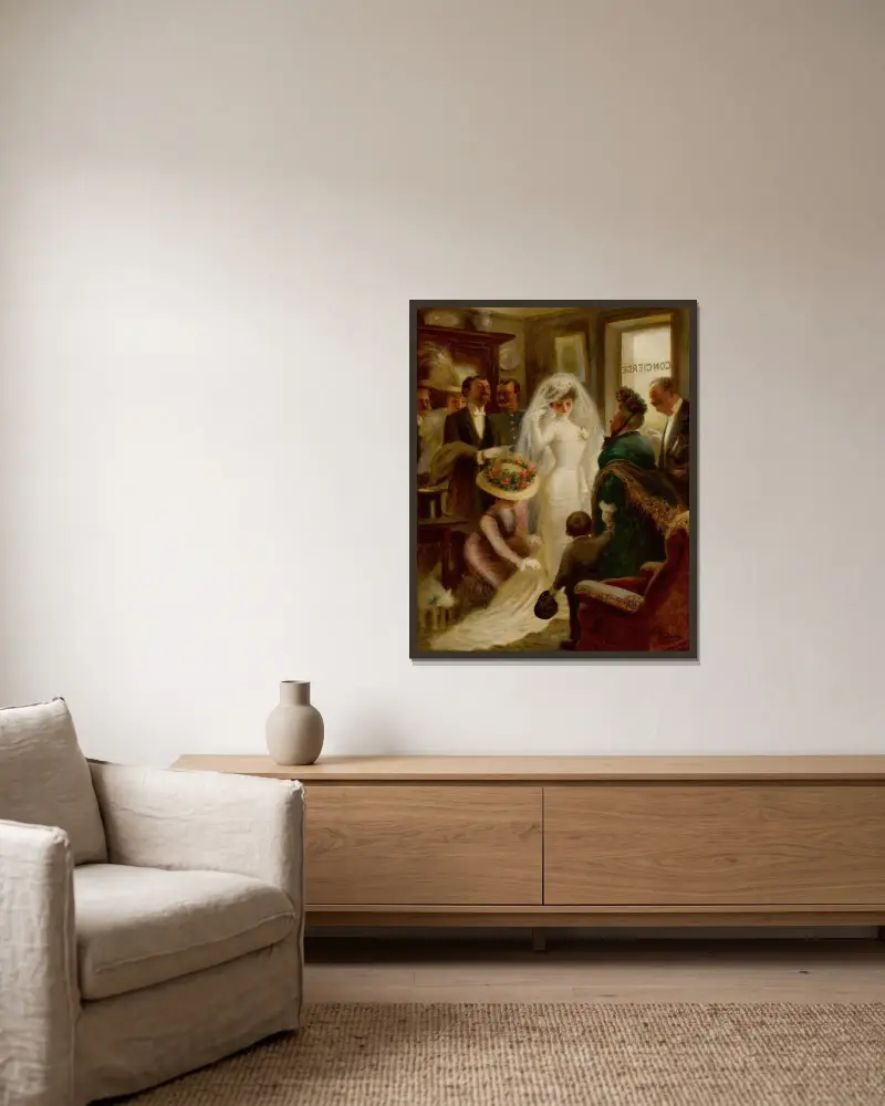 Hochzeitstag von Albert Guillaume gerahmt an einer Wand
