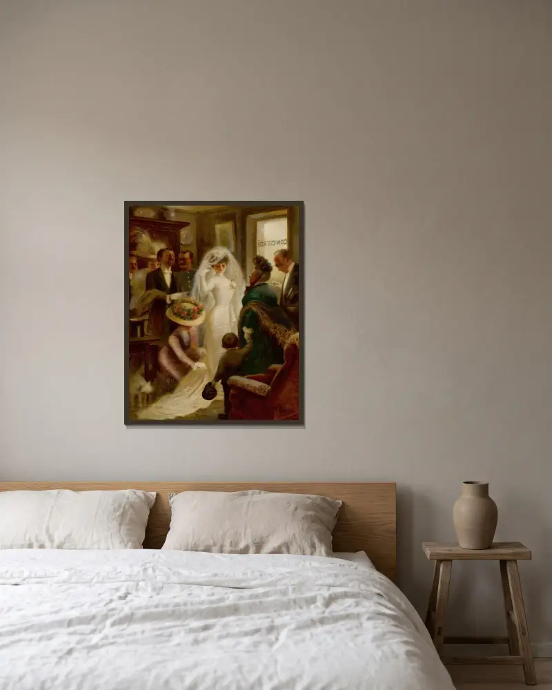 Hochzeitstag von Albert Guillaume gerahmt an einer Wand