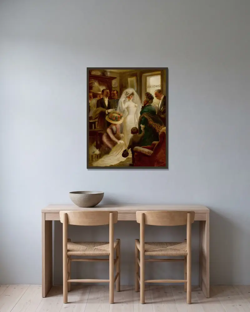 Hochzeitstag von Albert Guillaume gerahmt an einer Wand