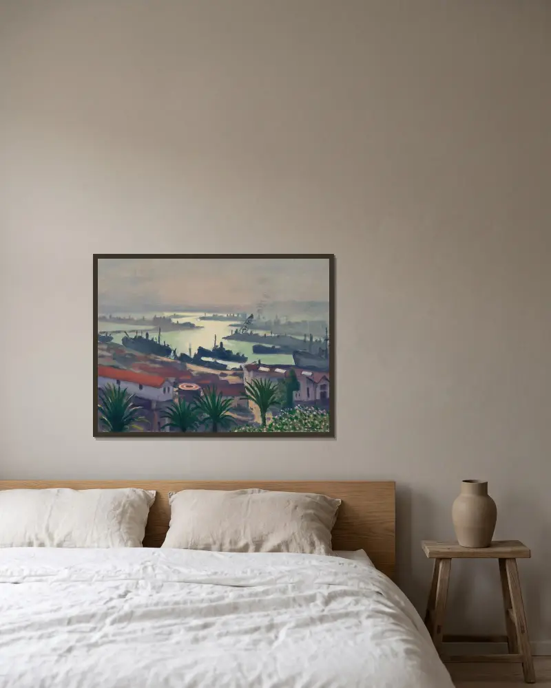 Alger, mörkt väder över Aghas hamn av Albert Marquet inramad på en vägg