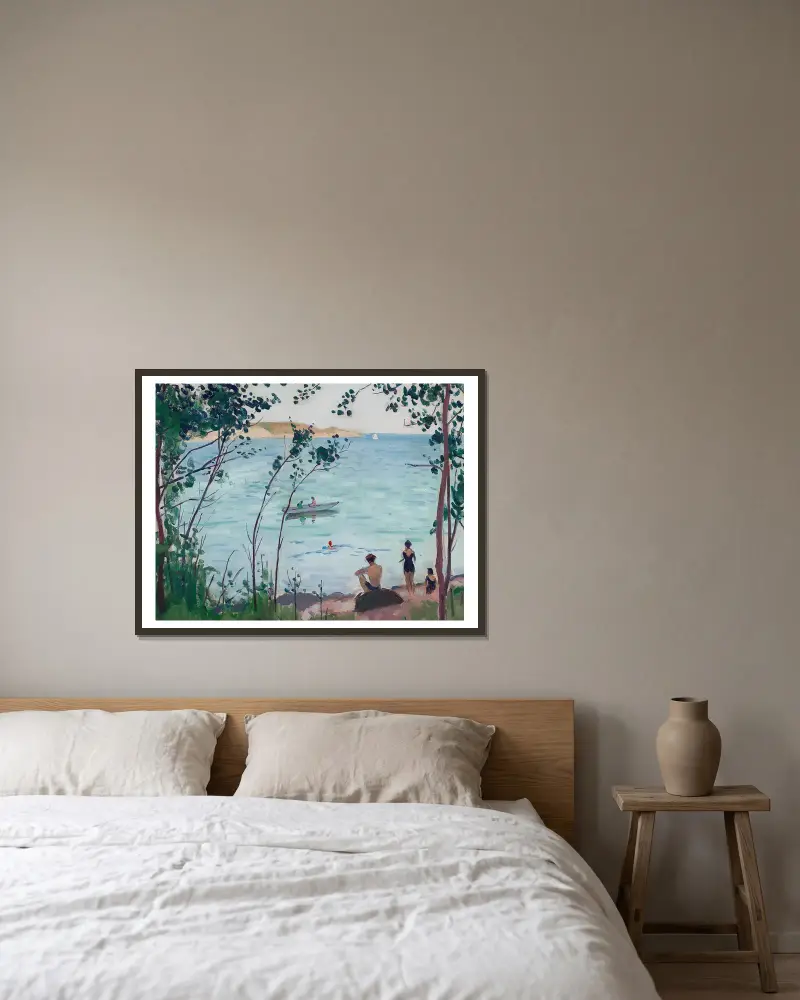 Badende in Carqueiranne von Albert Marquet gerahmt an einer Wand