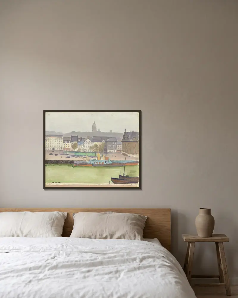Boulogne-sur-Mer, hamnen och staden av Albert Marquet inramad på en vägg