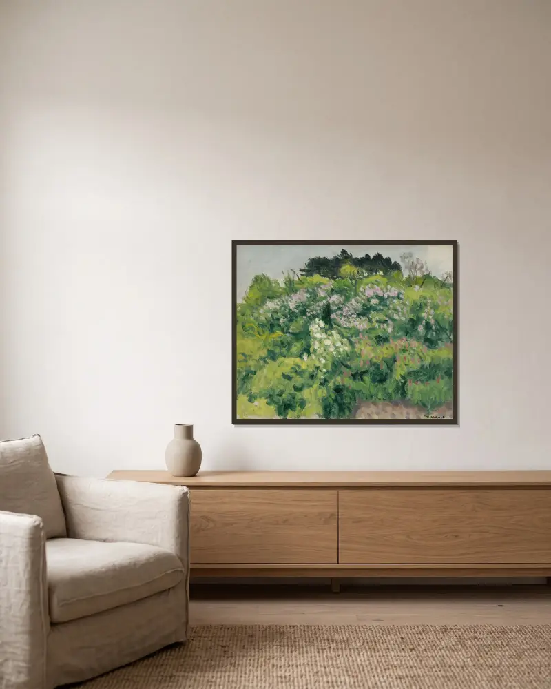Blommor, Alger av Albert Marquet inramad på en vägg