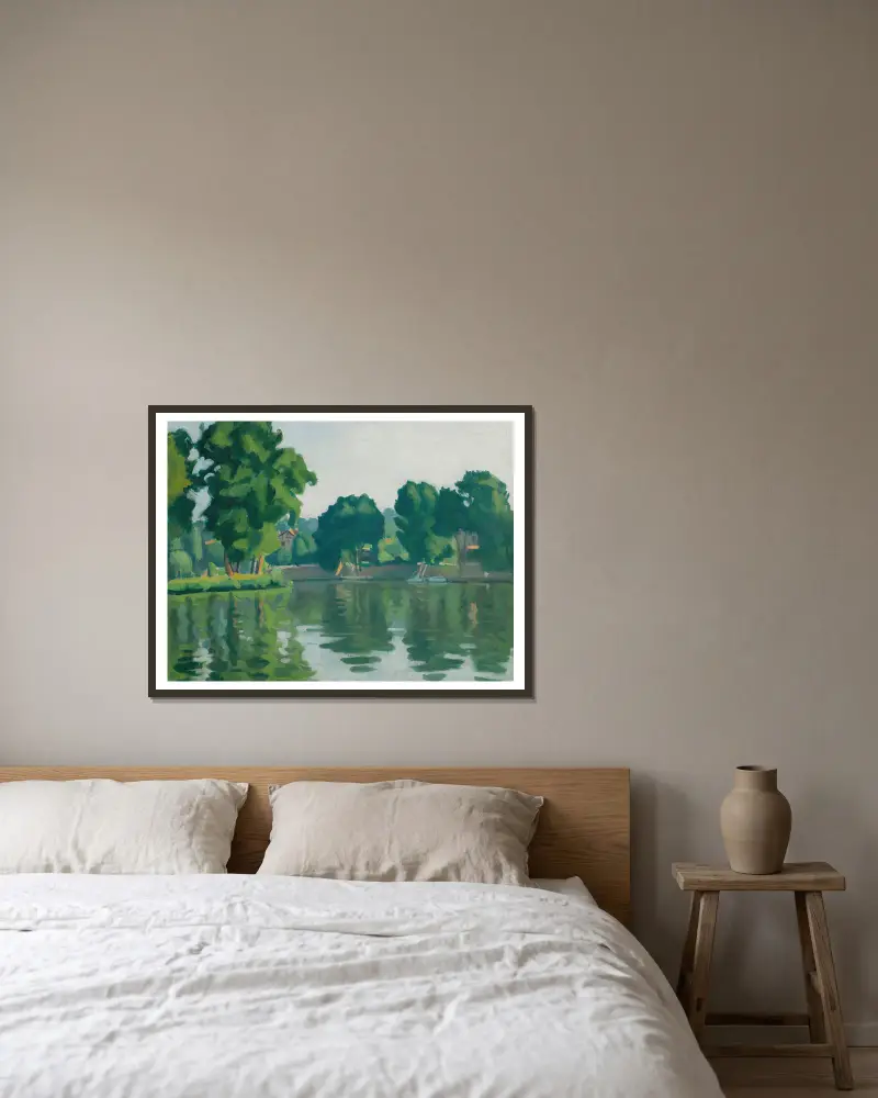 La Seine À Poissy av Albert Marquet inramad på en vägg