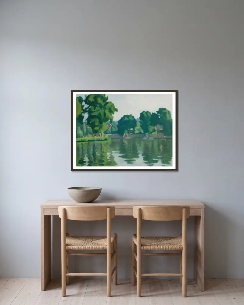 La Seine À Poissy av Albert Marquet inramad på en vägg