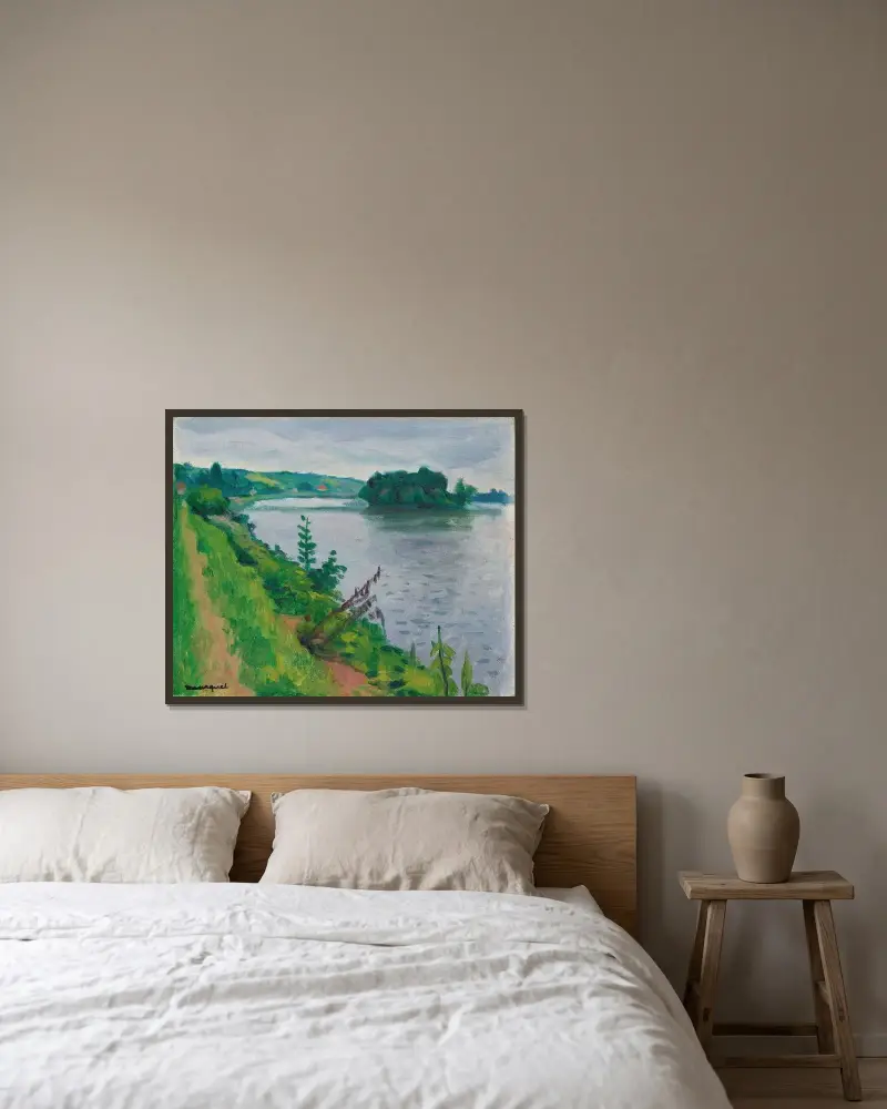 La Seine à Rolleboise av Albert Marquet inramad på en vägg
