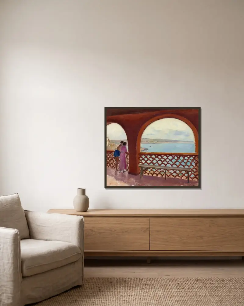 Terassen vid La Madrague av Albert Marquet inramad på en vägg