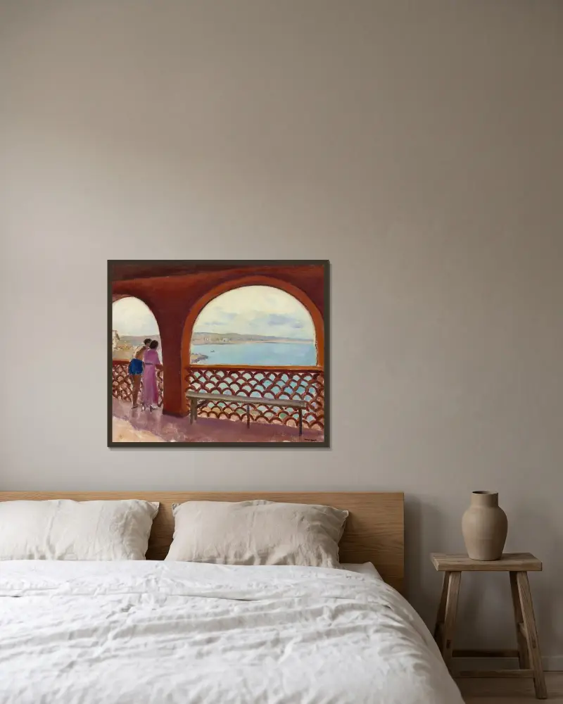 Terassen vid La Madrague av Albert Marquet inramad på en vägg