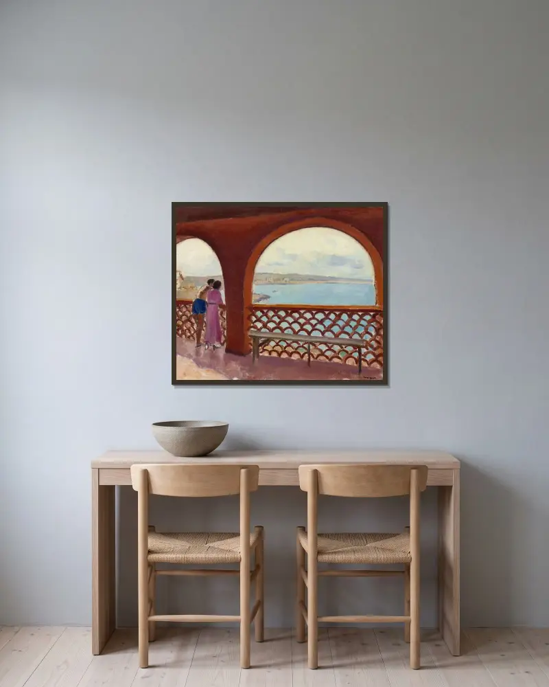 Terassen vid La Madrague av Albert Marquet inramad på en vägg