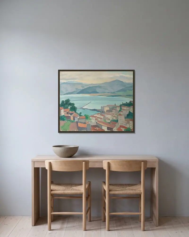 Staden vid klart väder av Albert Marquet inramad på en vägg