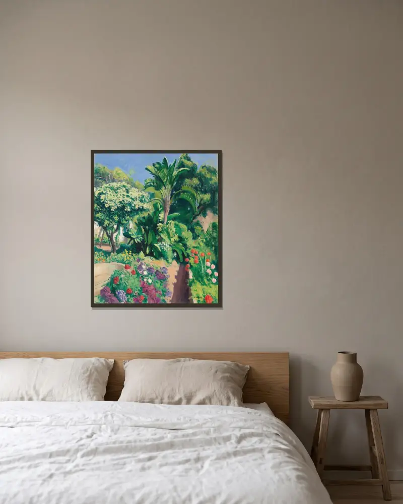 Den blommande trädgården av Albert Marquet inramad på en vägg