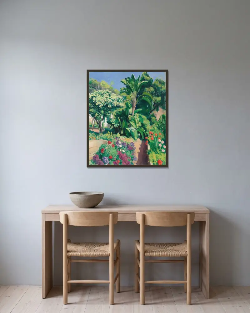 Den blommande trädgården av Albert Marquet inramad på en vägg