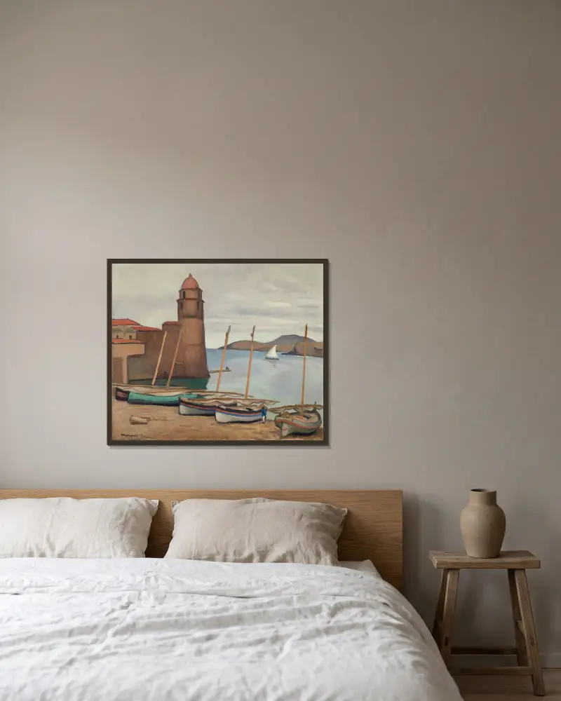 Fyren i Collioure av Albert Marquet inramad på en vägg