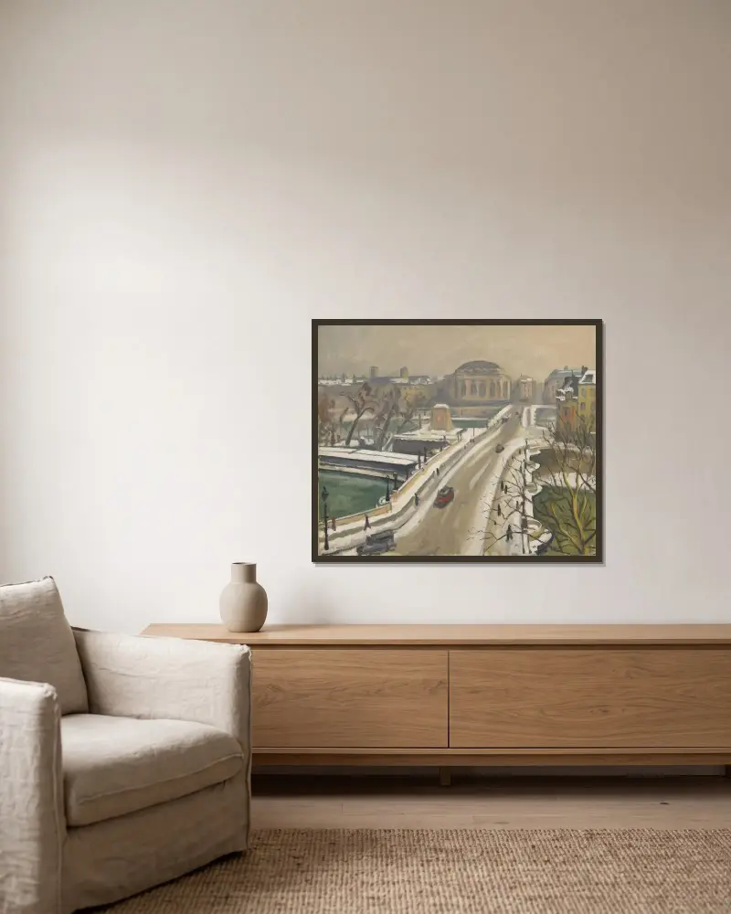 Le Pont Neuf, Paris av Albert Marquet inramad på en vägg