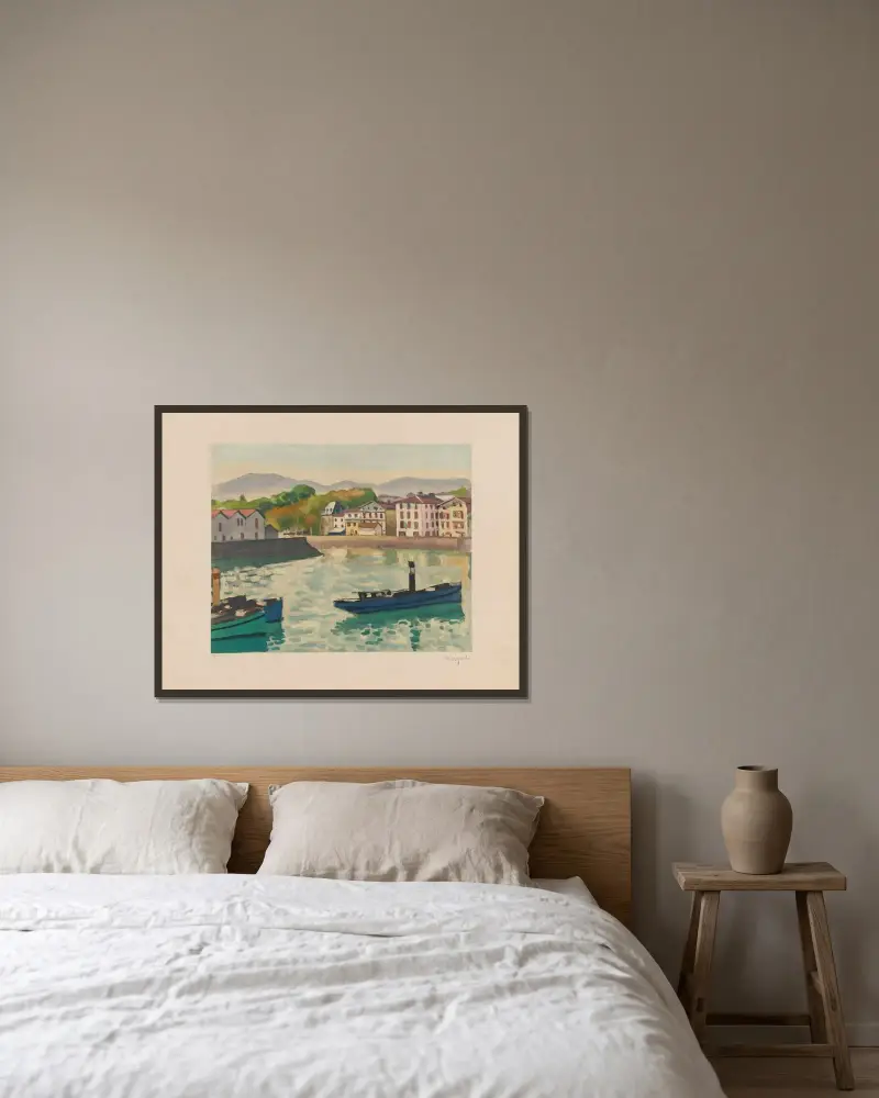 Le Port av Albert Marquet inramad på en vägg