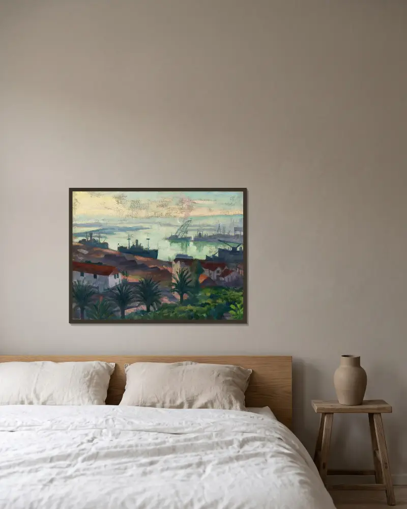 Hamnen, klart väder av Albert Marquet inramad på en vägg