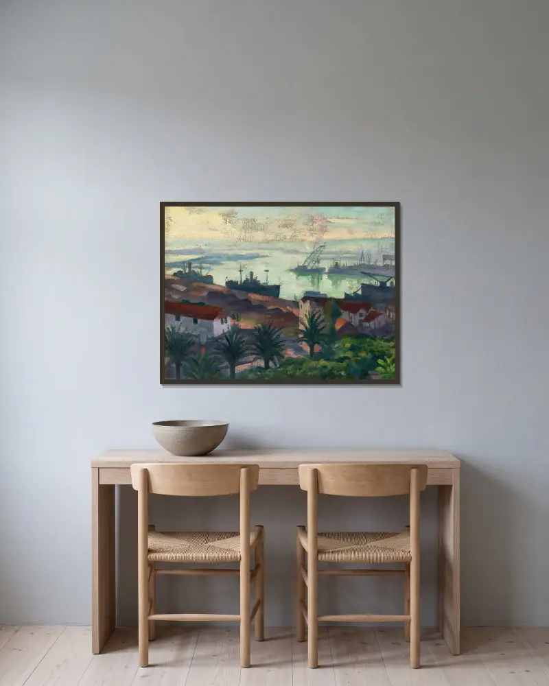 Hamnen, klart väder av Albert Marquet inramad på en vägg