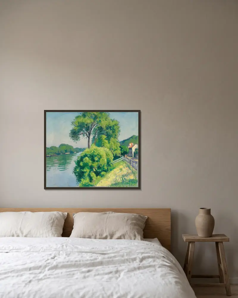 Slänten vid La Frette av Albert Marquet inramad på en vägg