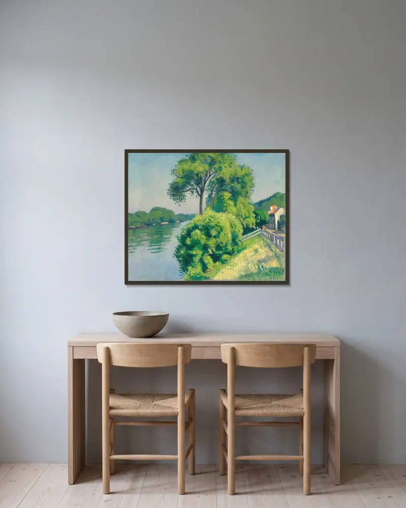 Slänten vid La Frette av Albert Marquet inramad på en vägg
