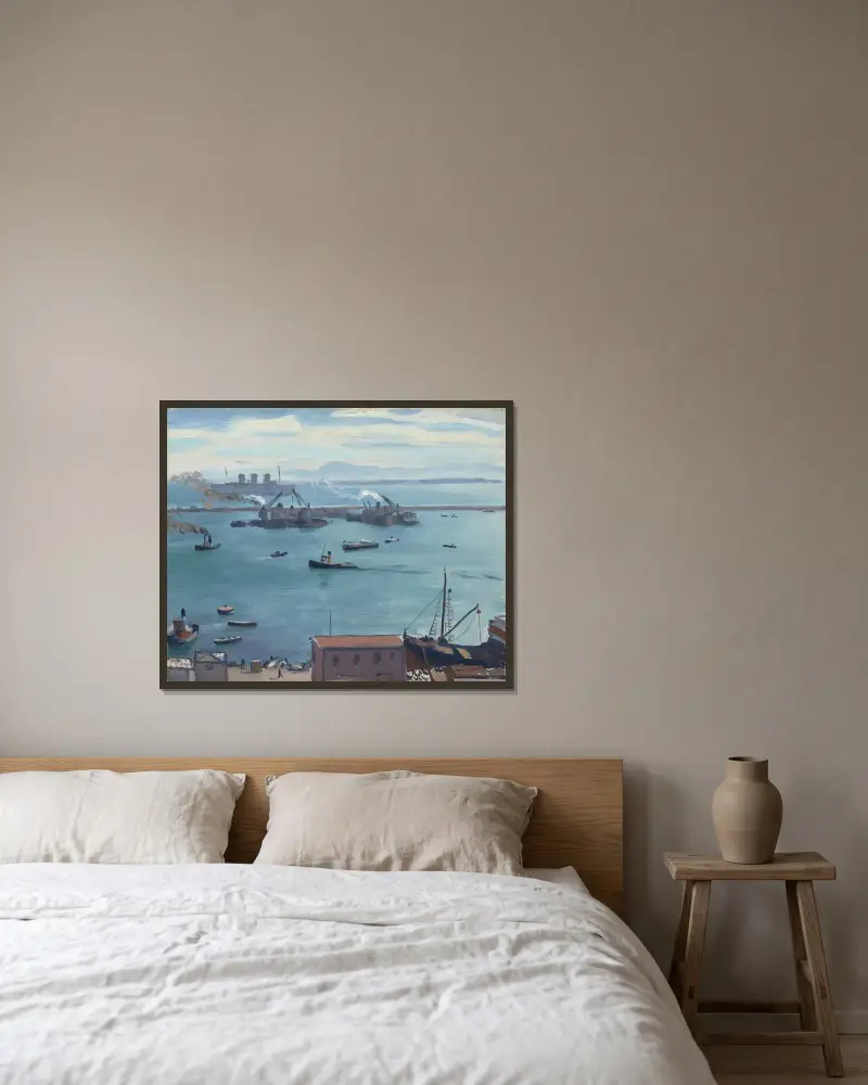 De tre skorstenarna av Albert Marquet inramad på en vägg