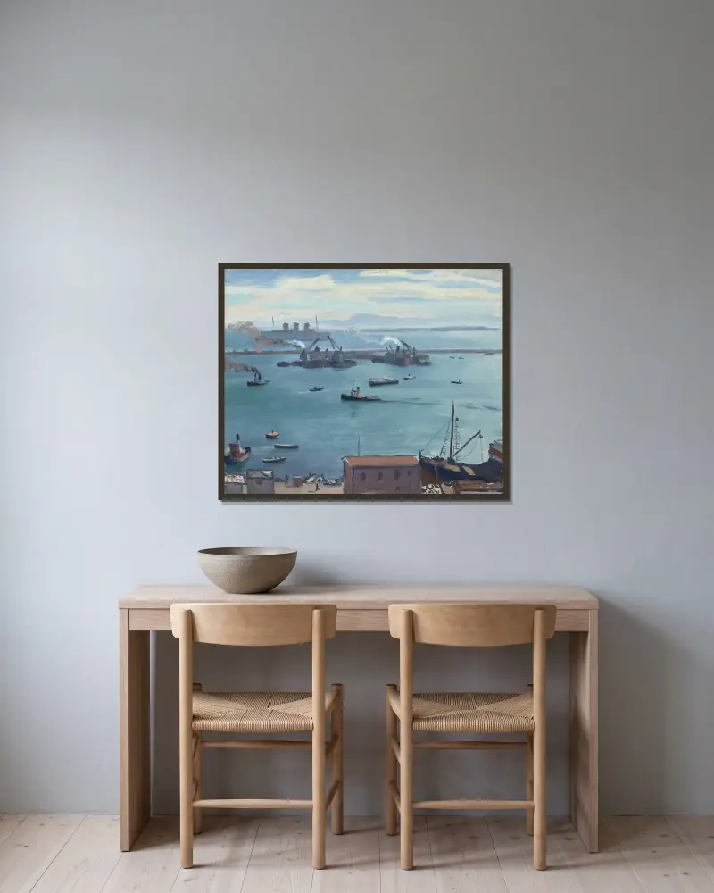 De tre skorstenarna av Albert Marquet inramad på en vägg
