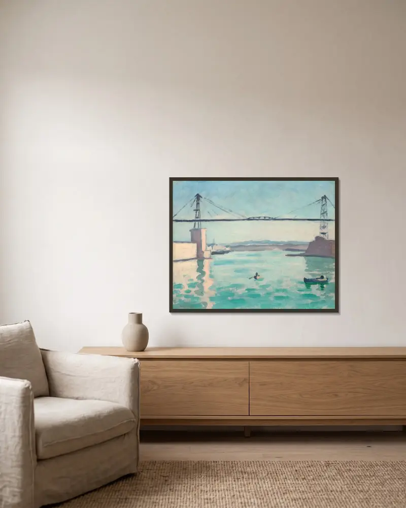 Marseille, transbordaren av Albert Marquet inramad på en vägg