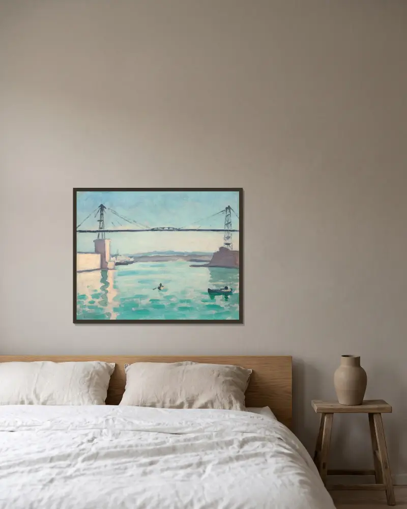 Marseille, transbordaren av Albert Marquet inramad på en vägg