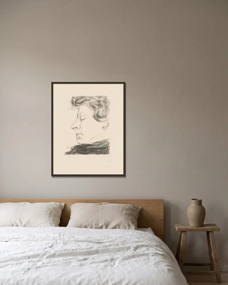 Konstnärens mor i profil av Albert Marquet inramad på en vägg