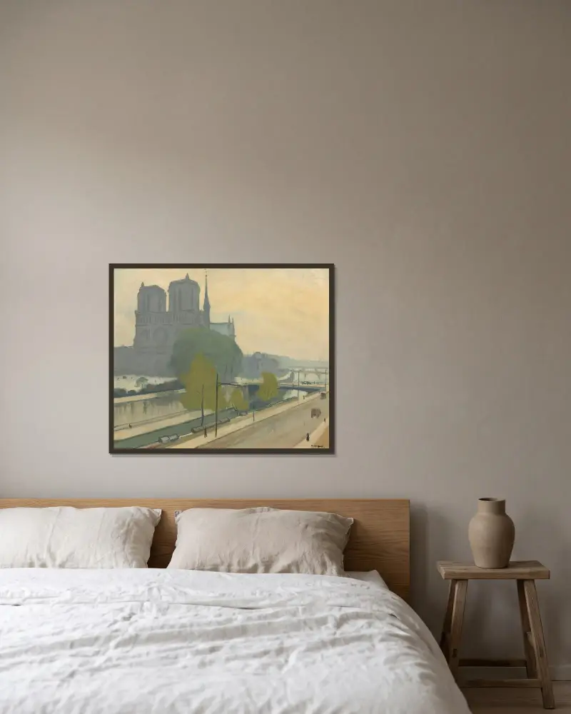 Notre-Dame vue des quais, le soir av Albert Marquet inramad på en vägg