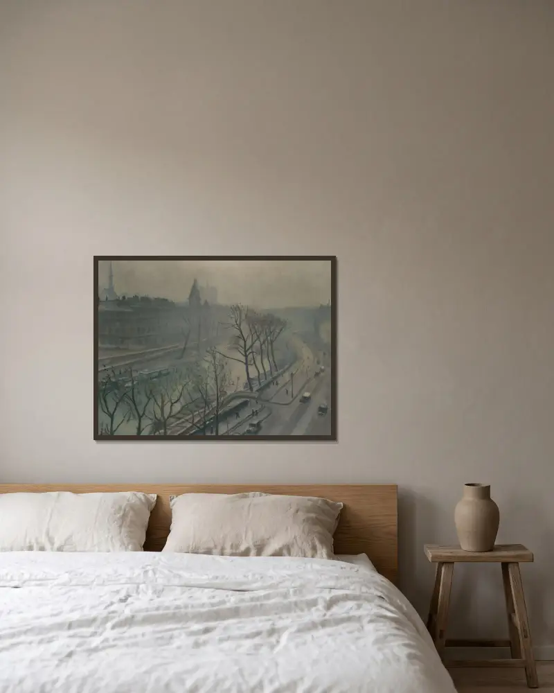 Paris, Quai des Grands-Augustins, skymning av Albert Marquet inramad på en vägg