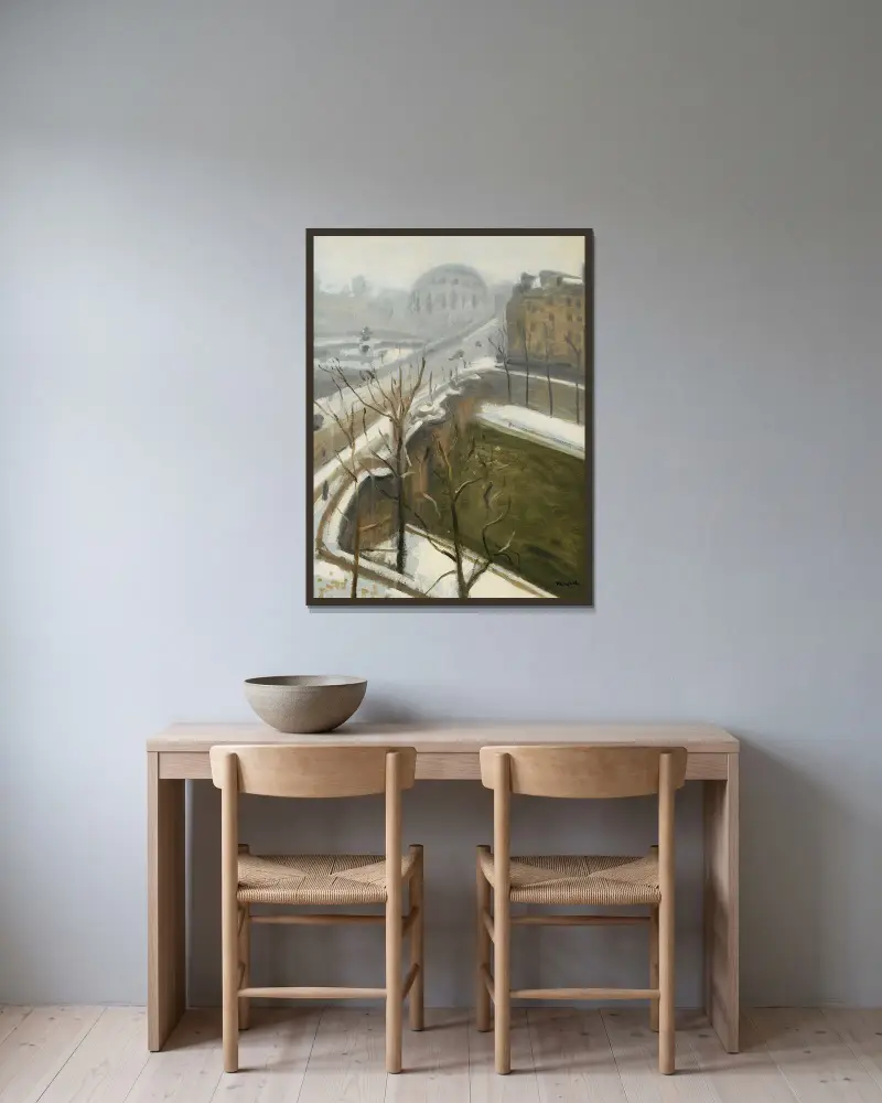Paris, Pont Neuf, Fin De La Neige av Albert Marquet inramad på en vägg