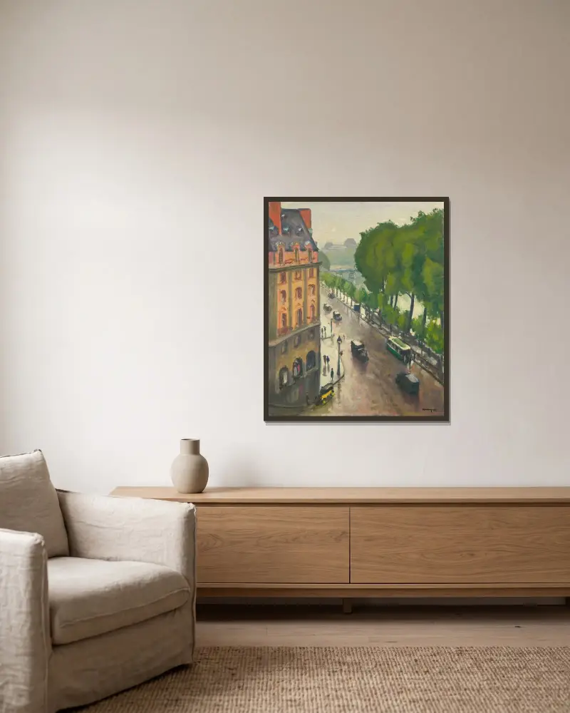 Paris, Quai de Conti av Albert Marquet inramad på en vägg