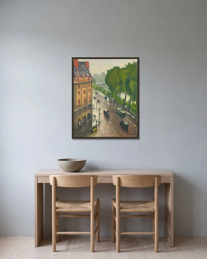Paris, Quai de Conti av Albert Marquet inramad på en vägg
