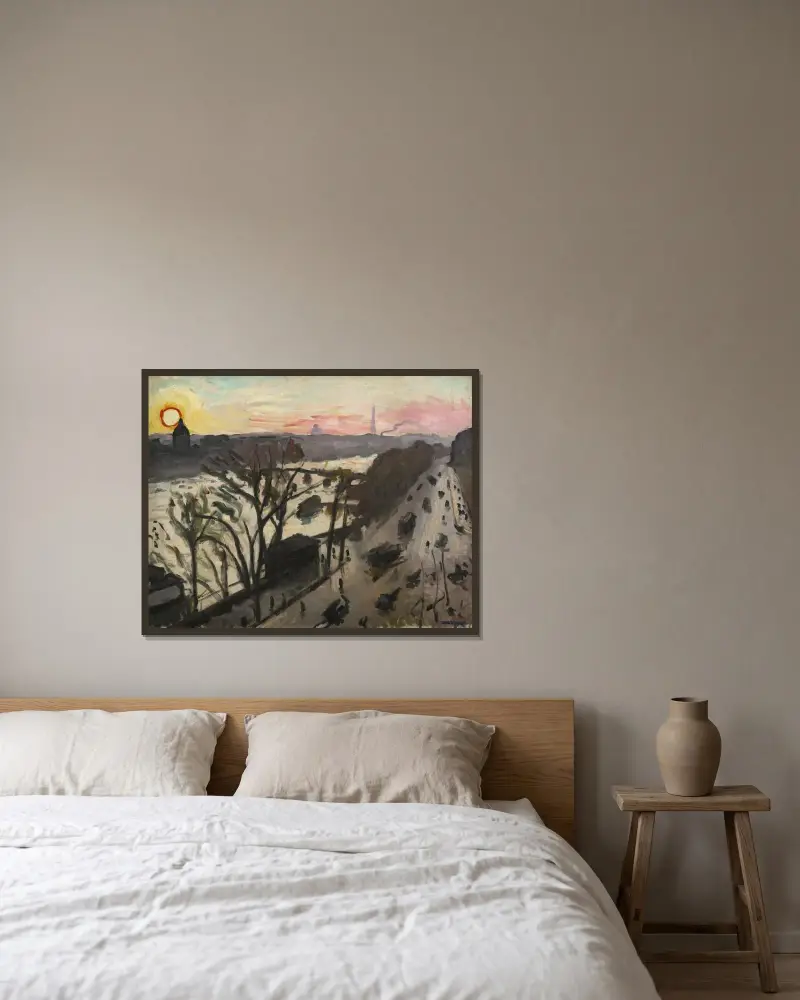 Paris, Louvrenkajen, vintersol av Albert Marquet inramad på en vägg