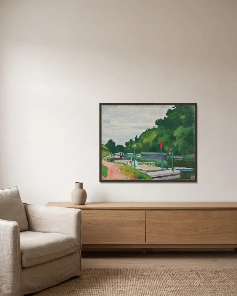 Poissy, die Flaggen von Albert Marquet gerahmt an einer Wand