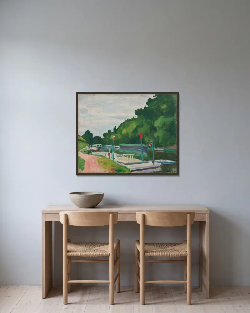Poissy, die Flaggen von Albert Marquet gerahmt an einer Wand
