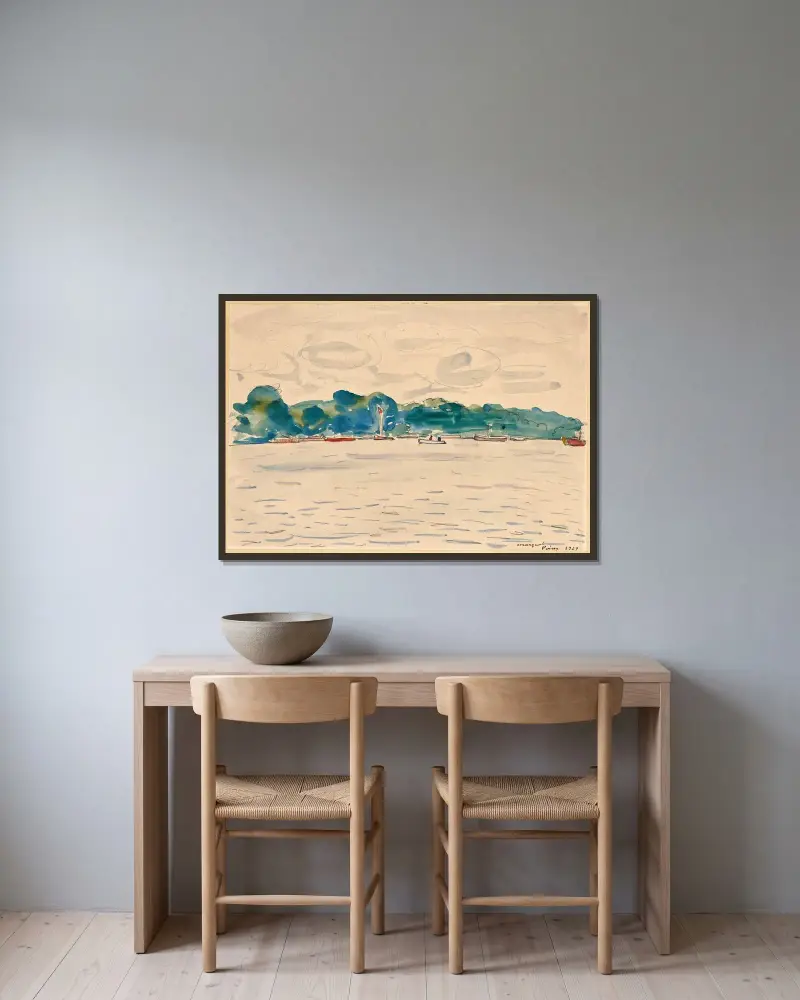 Poissy av Albert Marquet inramad på en vägg