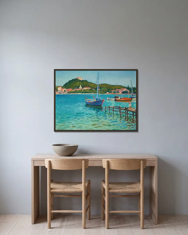 Porquerolles, après-midi d’été av Albert Marquet inramad på en vägg
