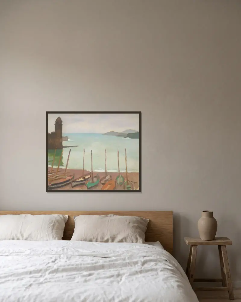 Hamnen i Collioure av Albert Marquet inramad på en vägg