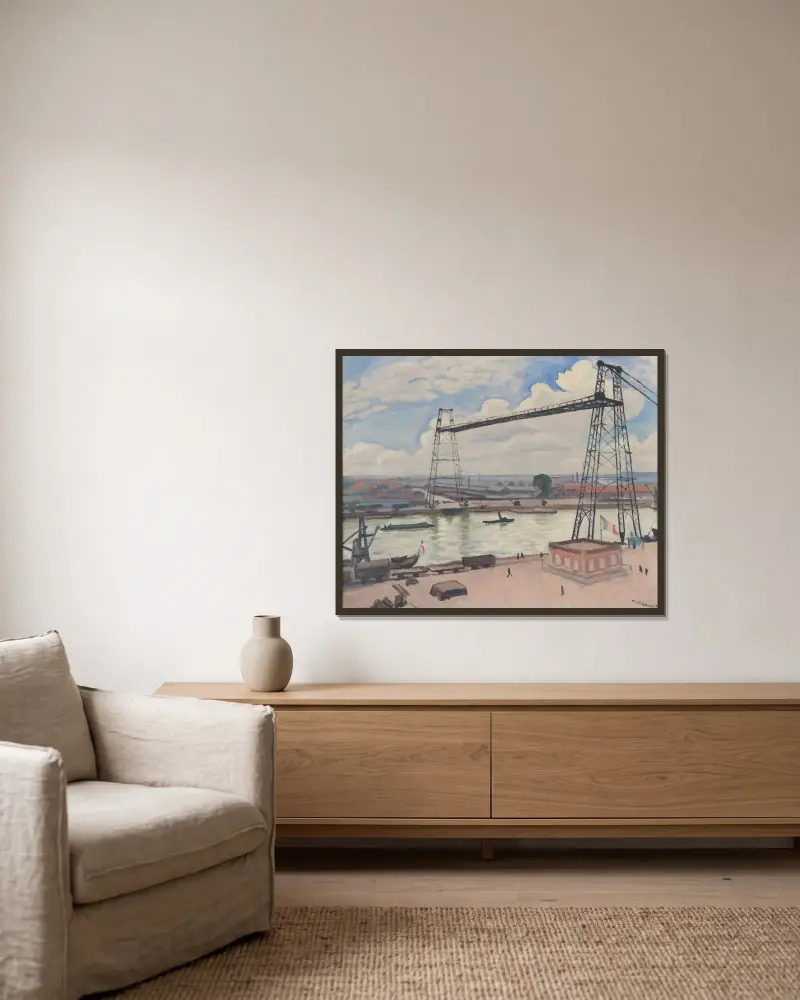 Rouen, transportbron av Albert Marquet inramad på en vägg