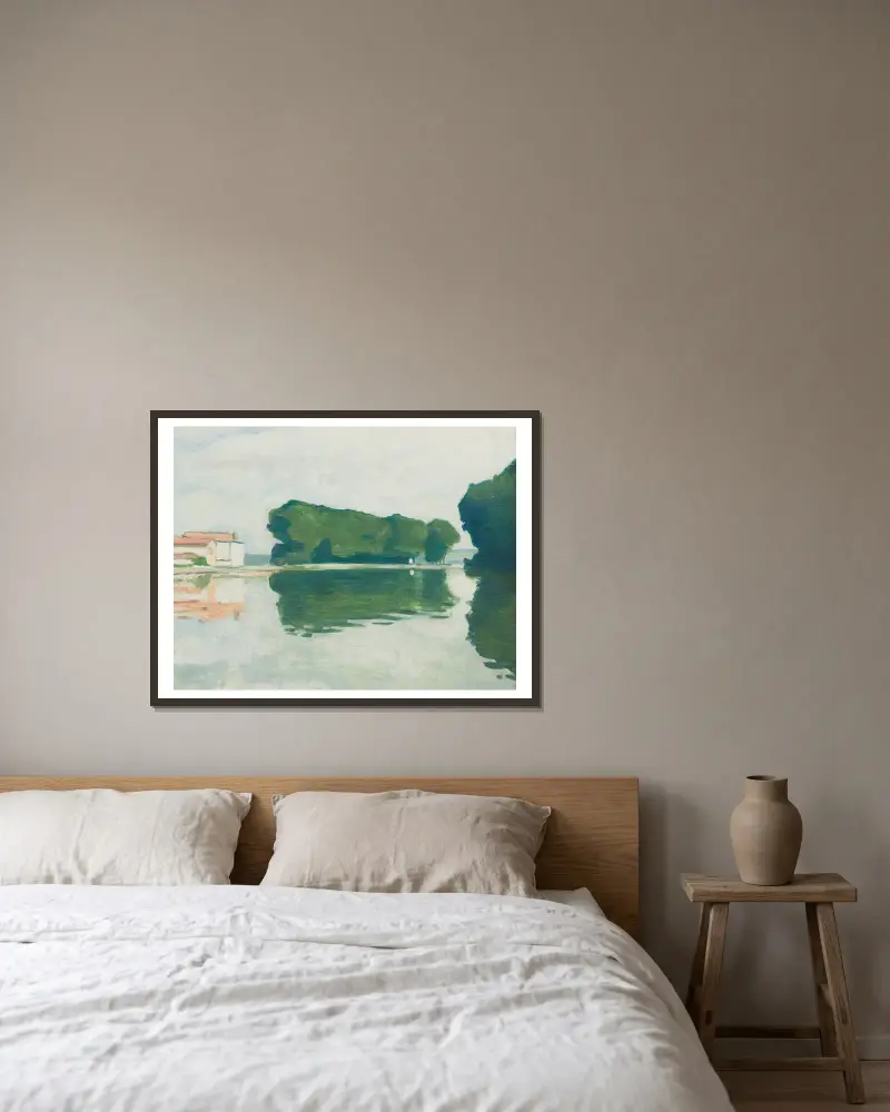 Samois, die Insel (Die Pappeln) von Albert Marquet gerahmt an einer Wand