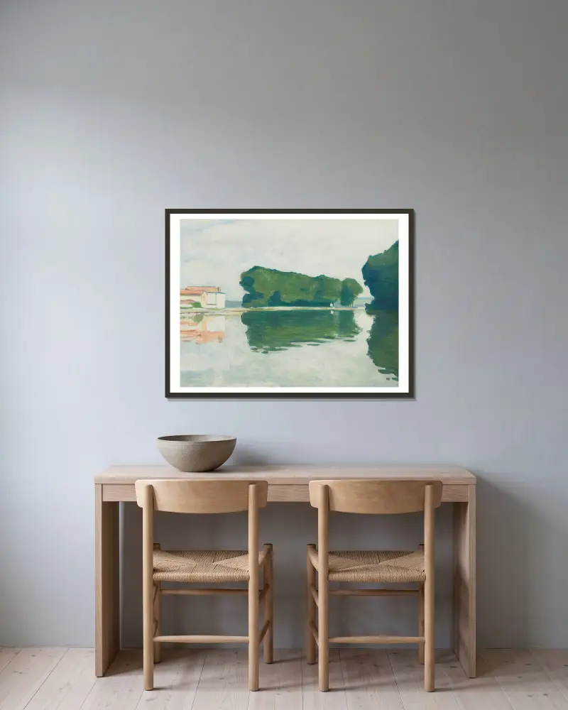 Samois, die Insel (Die Pappeln) von Albert Marquet gerahmt an einer Wand