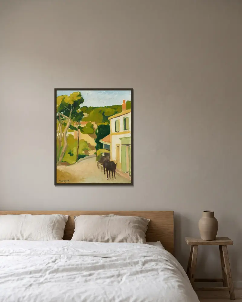 Bil på vägen från Estaque av Albert Marquet inramad på en vägg
