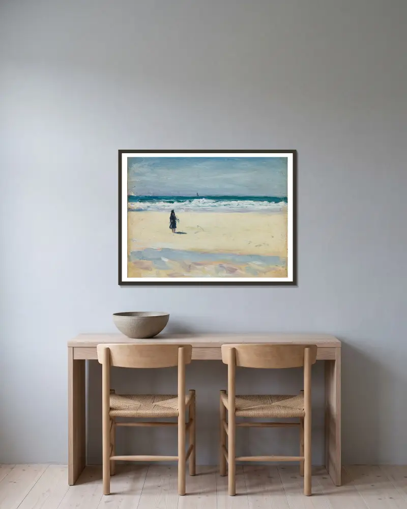 Young Girl on the Beach av Albert Marquet inramad på en vägg