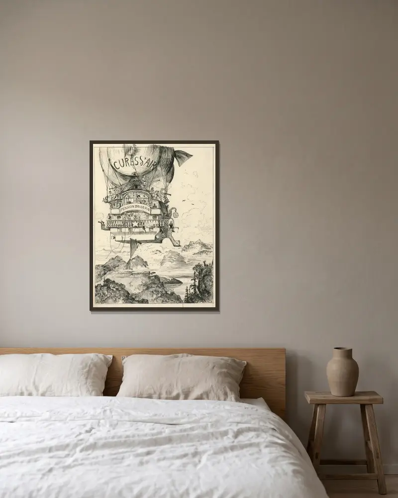 Luftkur in den Bergen von Albert Robida gerahmt an einer Wand