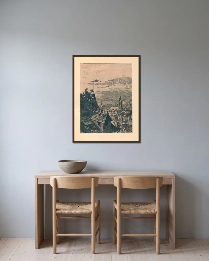 Das Erbe Sigismunds, 1895 – Nr. 2 von Albert Robida gerahmt an einer Wand