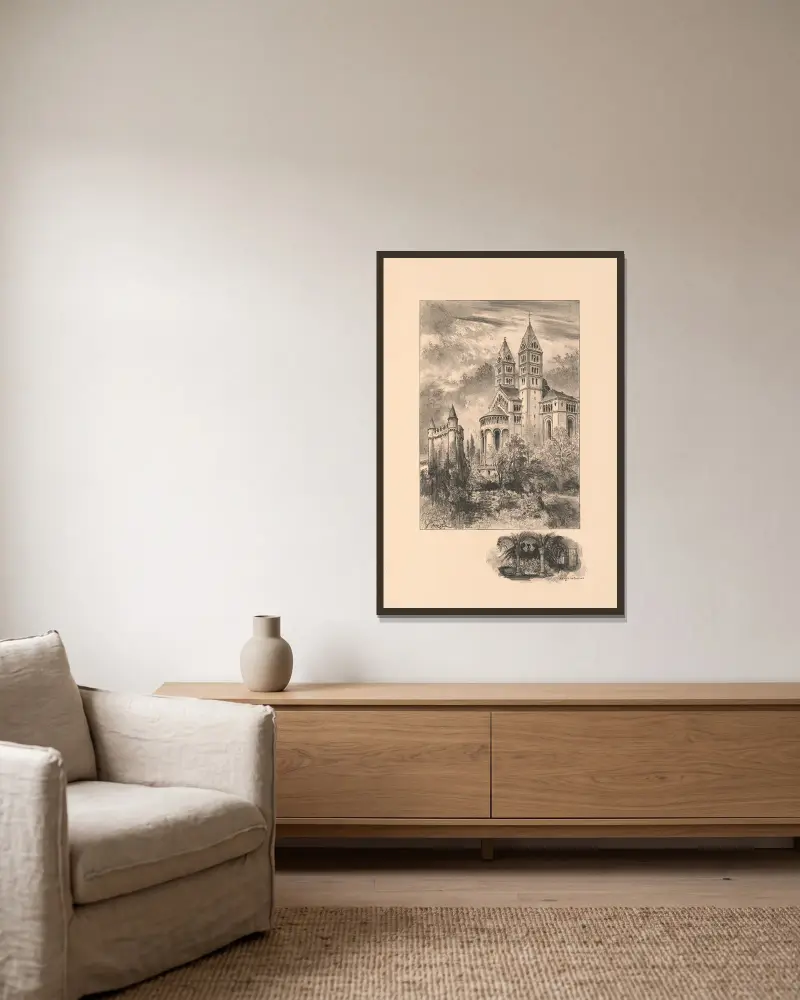 Spire von Albert Robida gerahmt an einer Wand