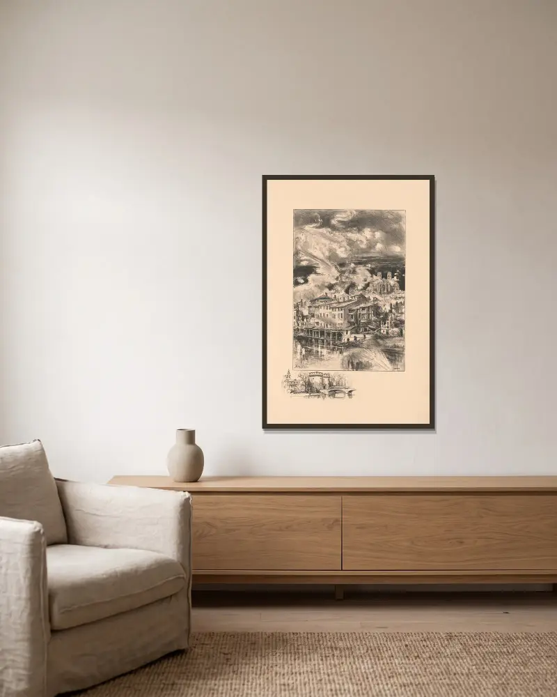 Verdun von Albert Robida gerahmt an einer Wand
